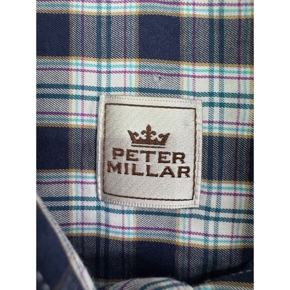 Peter Millar Lightweight Cotton Long Sleeve Button Down Shirt Men's Size M Navy - Picture 4 of 6